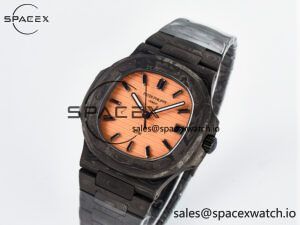 Nautilus 5711 DIW Carbon DIWF 1:1 Best Edition Orange Textured Dial On Carbon Bracelet 324CS - Image 4