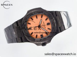 Nautilus 5711 DIW Carbon DIWF 1:1 Best Edition Orange Textured Dial On Carbon Bracelet 324CS - Image 8