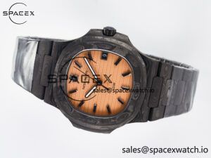 Nautilus 5711 DIW Carbon DIWF 1:1 Best Edition Orange Textured Dial On Carbon Bracelet 324CS - Image 7