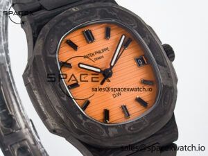 Nautilus 5711 DIW Carbon DIWF 1:1 Best Edition Orange Textured Dial On Carbon Bracelet 324CS - Image 3