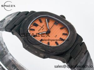 Nautilus 5711 DIW Carbon DIWF 1:1 Best Edition Orange Textured Dial On Carbon Bracelet 324CS - Image 6