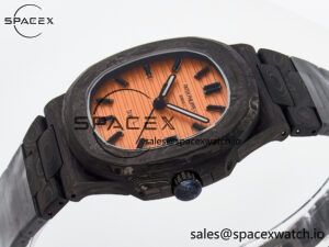 Nautilus 5711 DIW Carbon DIWF 1:1 Best Edition Orange Textured Dial On Carbon Bracelet 324CS - Image 5