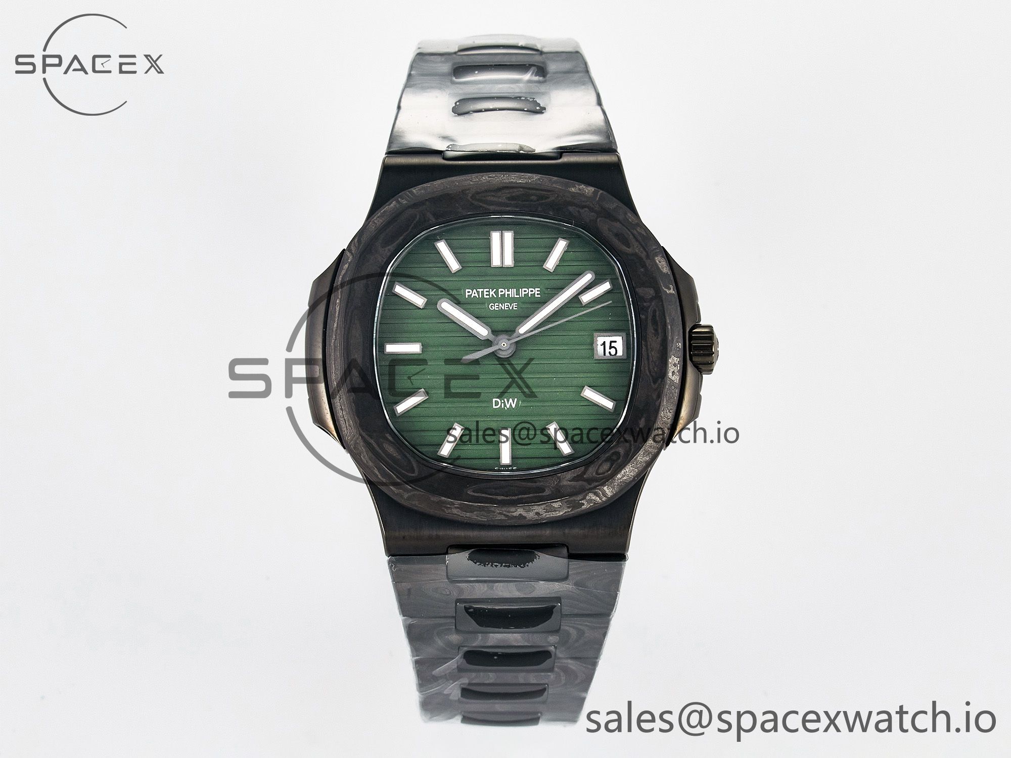 IMG_2517 拷贝 Nautilus 5711 DIW Carbon DIWF 1:1 Best Edition Green Textured Dial On Carbon Bracelet 324CS - Image 1