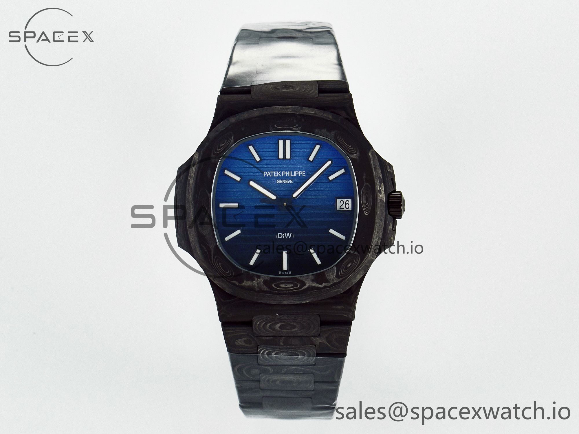 IMG_2528 拷贝 NAUTILUS 5711 DIW CARBON DIWF 1:1 BEST EDITION BLACK/BLUE TEXTURED DIAL ON CARBON BRACELET 324CS - Image 1