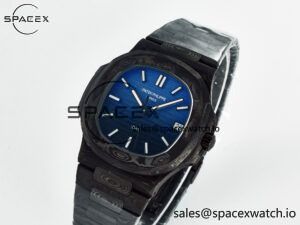 NAUTILUS 5711 DIW CARBON DIWF 1:1 BEST EDITION BLACK/BLUE TEXTURED DIAL ON CARBON BRACELET 324CS - Image 4