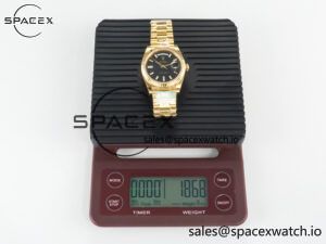Day Date 40 228238 ARF 904L Steel Black Crystal Diamonds Bezel on President Bracelet VR3255 - Image 32