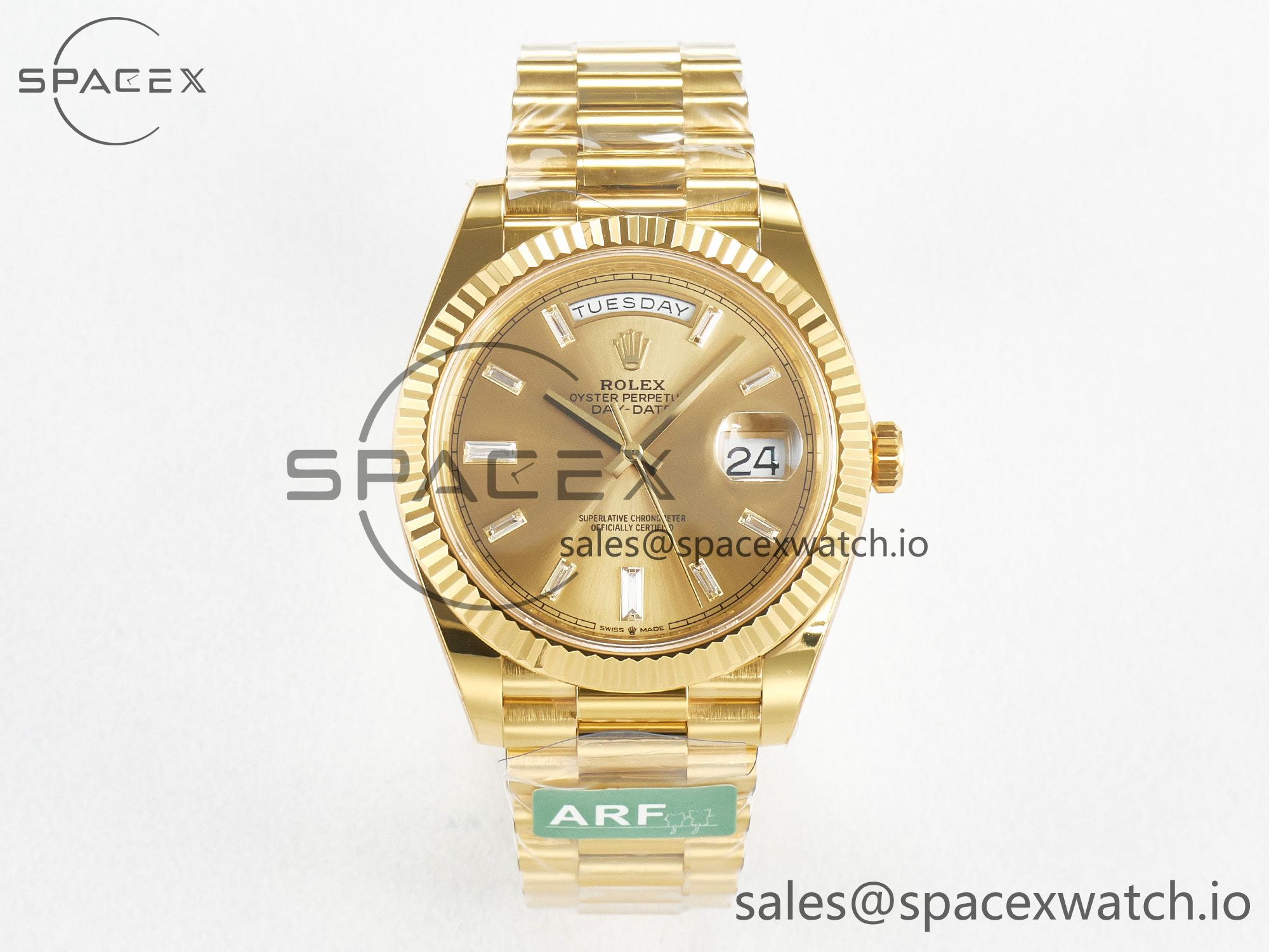 IMG_2544 拷贝 Day Date 40 228238 ARF 904L Steel YG Crystal Diamonds Bezel on President Bracelet VR3255 - Image 1