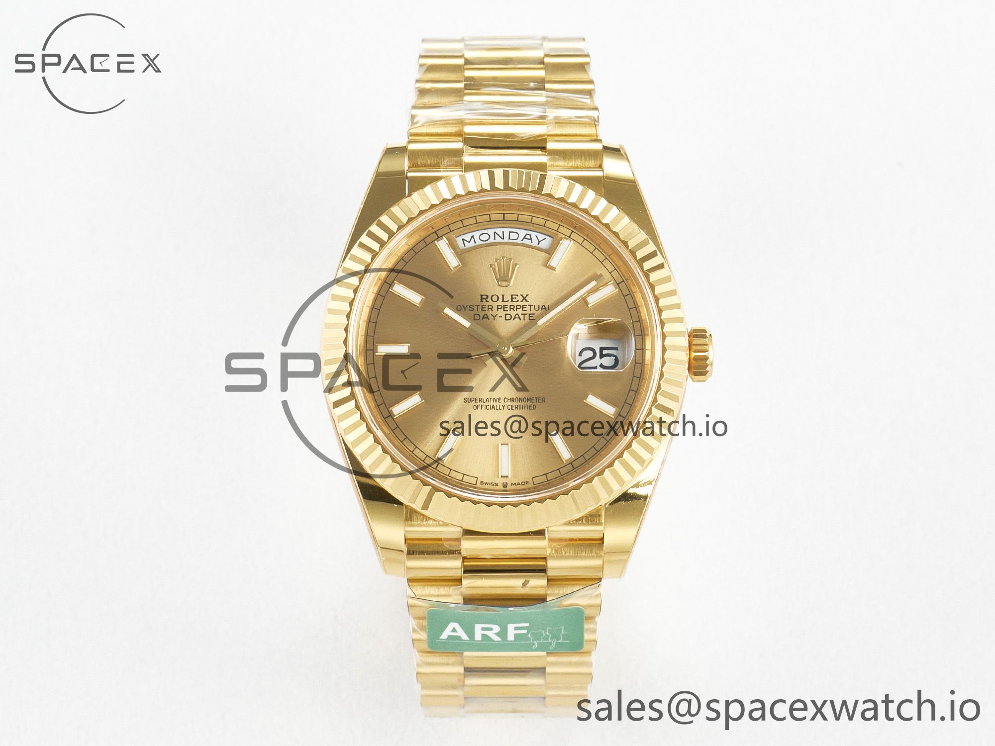 IMG_2544 拷贝 Day Date 40 228238 ARF 904L Steel Gold Stick Dial on President Bracelet VR3255 - Image 1