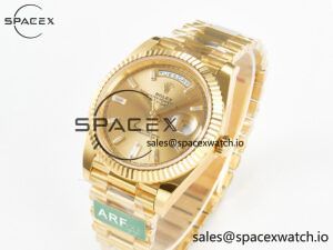 Day Date 40 228238 ARF 904L Steel YG Crystal Diamonds Bezel on President Bracelet VR3255 - Image 4