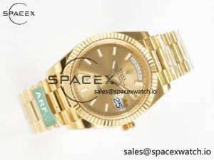 Day Date 40 228238 ARF 904L Steel Gold Stick Dial on President Bracelet VR3255 - Image 8
