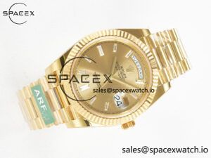 Day Date 40 228238 ARF 904L Steel YG Crystal Diamonds Bezel on President Bracelet VR3255 - Image 8