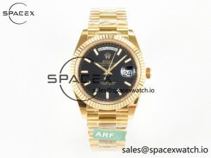 Day Date 40 228238 ARF 904L Steel Black Stick Dial on President Bracelet VR3255