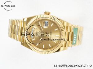 Day Date 40 228238 ARF 904L Steel Gold Stick Dial on President Bracelet VR3255 - Image 7