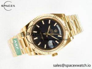Day Date 40 228238 ARF 904L Steel Black Stick Dial on President Bracelet VR3255 - Image 8