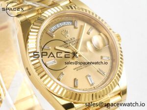 Day Date 40 228238 ARF 904L Steel YG Crystal Diamonds Bezel on President Bracelet VR3255 - Image 3