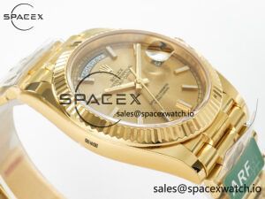 Day Date 40 228238 ARF 904L Steel Gold Stick Dial on President Bracelet VR3255 - Image 6