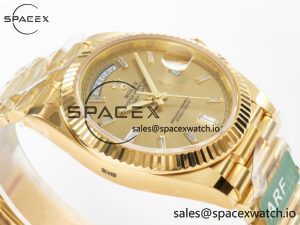 Day Date 40 228238 ARF 904L Steel YG Crystal Diamonds Bezel on President Bracelet VR3255 - Image 6