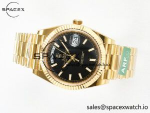 Day Date 40 228238 ARF 904L Steel Black Stick Dial on President Bracelet VR3255 - Image 7