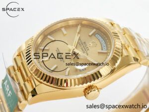 Day Date 40 228238 ARF 904L Steel Gold Stick Dial on President Bracelet VR3255 - Image 5