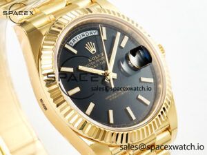 Day Date 40 228238 ARF 904L Steel Black Stick Dial on President Bracelet VR3255 - Image 3