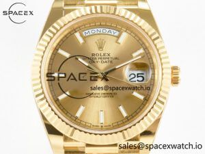 Day Date 40 228238 ARF 904L Steel Gold Stick Dial on President Bracelet VR3255 - Image 2