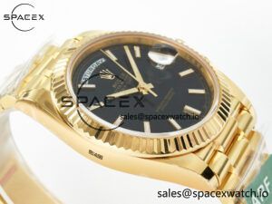Day Date 40 228238 ARF 904L Steel Black Stick Dial on President Bracelet VR3255 - Image 6