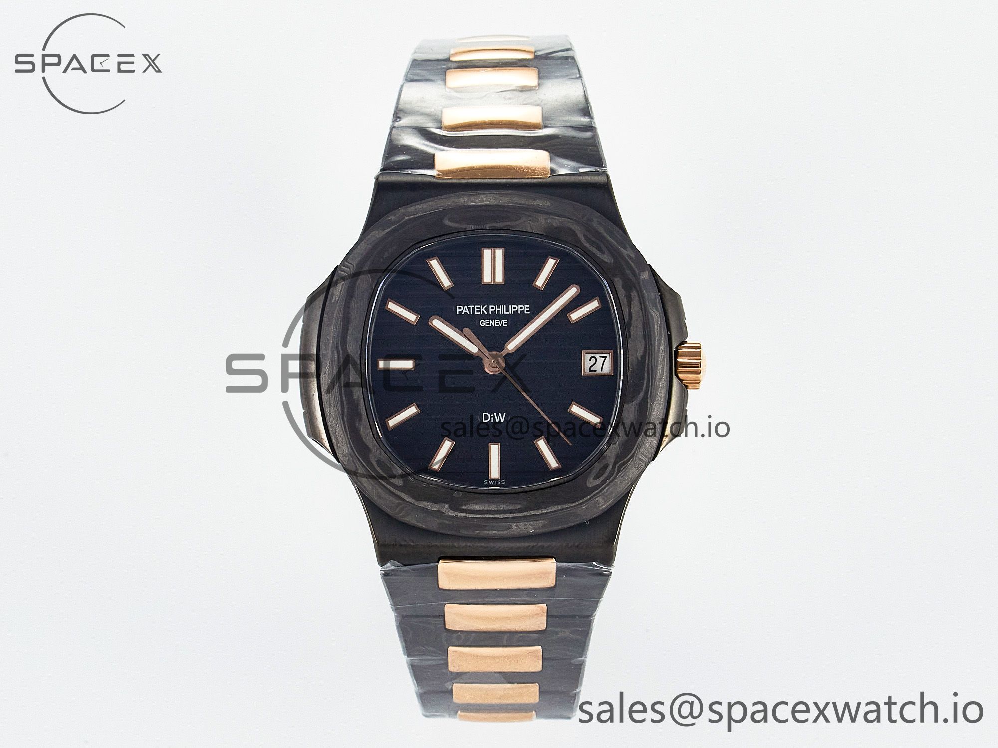 IMG_2553 拷贝 Nautilus 5711 DIW Carbon DIWF 1:1 Best Edition Black Textured Dial on Carbon/RG Bracelet 324CS - Image 1