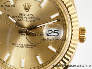 Day Date 40 228238 ARF 904L Steel Gold Stick Dial on President Bracelet VR3255 - Image 10