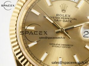 Day Date 40 228238 ARF 904L Steel Gold Stick Dial on President Bracelet VR3255 - Image 11