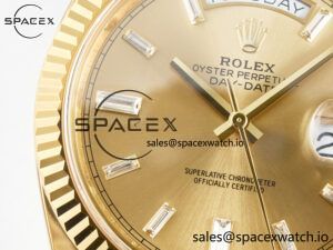 Day Date 40 228238 ARF 904L Steel YG Crystal Diamonds Bezel on President Bracelet VR3255 - Image 11