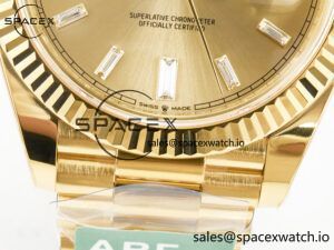 Day Date 40 228238 ARF 904L Steel YG Crystal Diamonds Bezel on President Bracelet VR3255 - Image 12