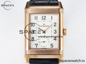 Reverso Classic Duoface Small Seconds RG MGF Best Edition White Guilloché Dial on Black Leather Strap A854A - Image 6