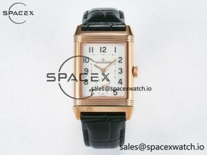 Reverso Classic Duoface Small Seconds RG MGF Best Edition White Guilloché Dial on Black Leather Strap A854A
