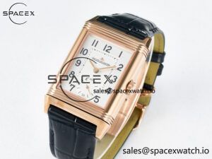 Reverso Classic Duoface Small Seconds RG MGF Best Edition White Guilloché Dial on Black Leather Strap A854A - Image 8
