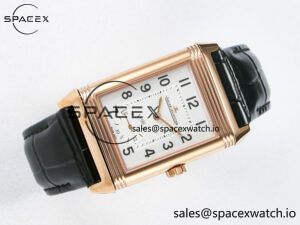 Reverso Classic Duoface Small Seconds RG MGF Best Edition White Guilloché Dial on Black Leather Strap A854A - Image 11