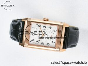 Reverso Classic Duoface Small Seconds RG MGF Best Edition White Guilloché Dial on Black Leather Strap A854A - Image 12