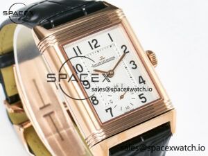Reverso Classic Duoface Small Seconds RG MGF Best Edition White Guilloché Dial on Black Leather Strap A854A - Image 7