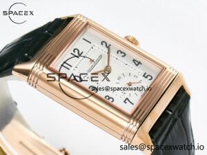 Reverso Classic Duoface Small Seconds RG MGF Best Edition White Guilloché Dial on Black Leather Strap A854A - Image 10