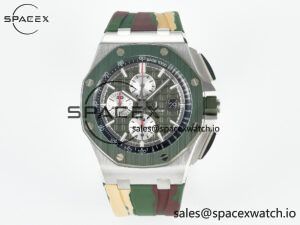 Royal Oak Offshore 44mm SS TKF 1:1 Best Edition Green Dial on Green Camou Rubber Strap A3126