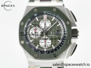 Royal Oak Offshore 44mm SS TKF 1:1 Best Edition Green Dial on Green Camou Rubber Strap A3126 - Image 2