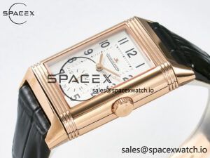 Reverso Classic Duoface Small Seconds RG MGF Best Edition White Guilloché Dial on Black Leather Strap A854A - Image 9