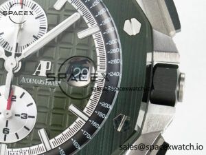 Royal Oak Offshore 44mm SS TKF 1:1 Best Edition Green Dial on Green Camou Rubber Strap A3126 - Image 10