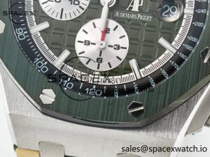 Royal Oak Offshore 44mm SS TKF 1:1 Best Edition Green Dial on Green Camou Rubber Strap A3126 - Image 11