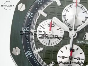 Royal Oak Offshore 44mm SS TKF 1:1 Best Edition Green Dial on Green Camou Rubber Strap A3126 - Image 12