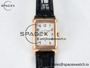 Reverso Classic Duoface Small Seconds RG MGF Best Edition White Guilloché Dial on Black Leather Strap A854A - Image 2
