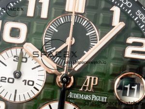 Royal Oak Offshore 44mm Black Ceramic TKF 1:1 Best Edition Green Dial on Green Rubber Strap A3126 - Image 9