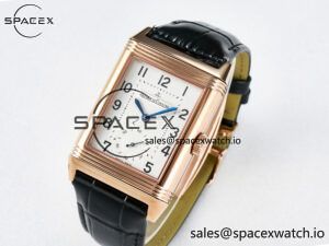 Reverso Classic Duoface Small Seconds RG MGF Best Edition White Textured Dial on Black Leather Strap A854A - Image 8