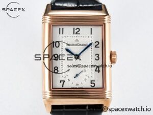 Reverso Classic Duoface Small Seconds RG MGF Best Edition White Textured Dial on Black Leather Strap A854A - Image 6