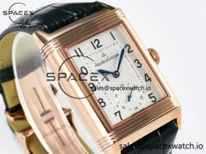 Reverso Classic Duoface Small Seconds RG MGF Best Edition White Textured Dial on Black Leather Strap A854A - Image 7