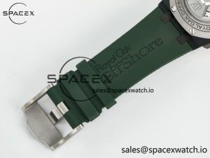 Royal Oak Offshore 44mm Black Ceramic TKF 1:1 Best Edition Green Dial on Green Rubber Strap A3126 - Image 24